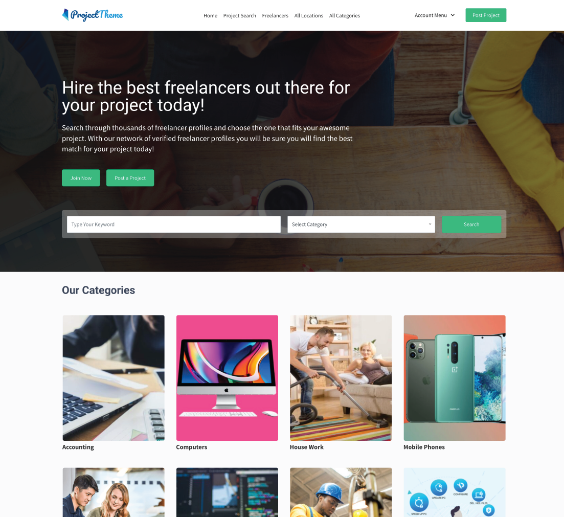 project freelancer wordpress theme