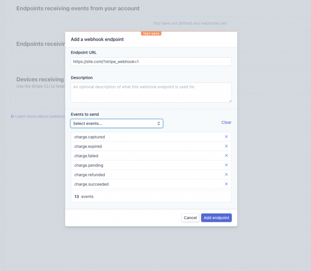 stripe webook for charge submitted