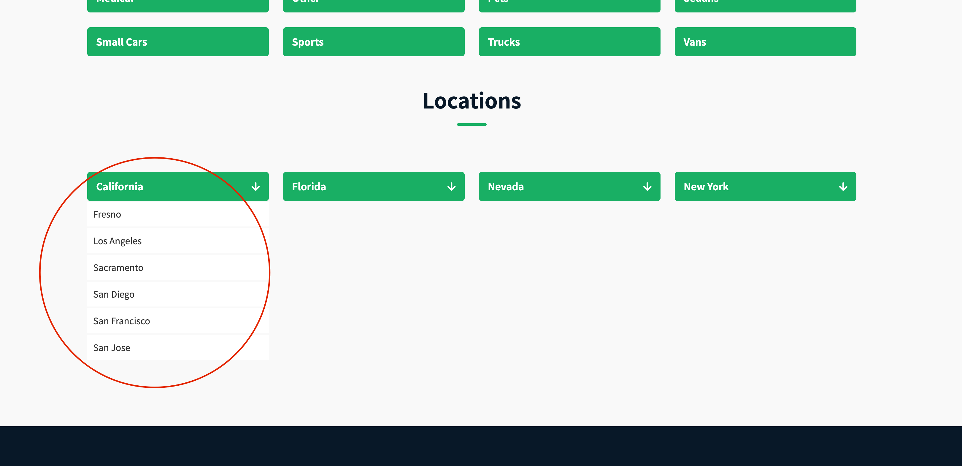 classified theme collapsible categories